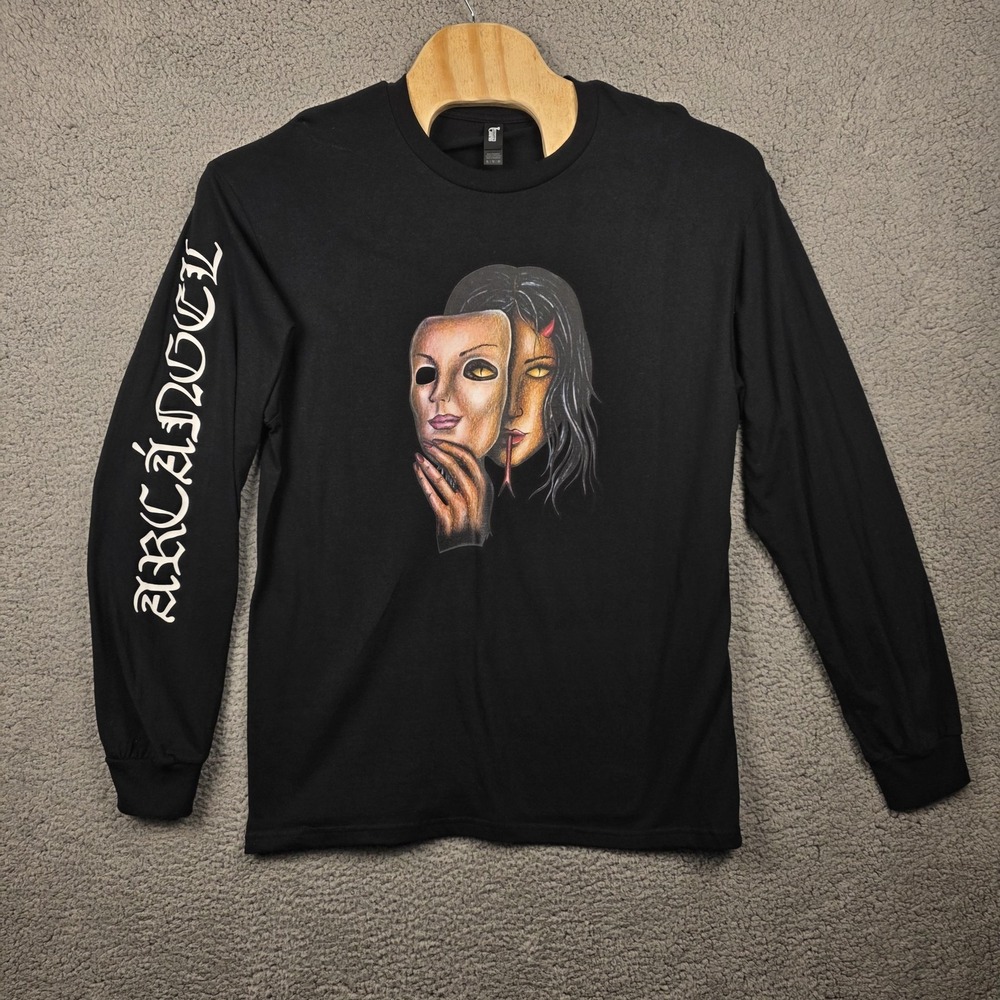 Archangel Shirt Mens XL Black Long‎ Sleeve Mask Two Face Horror Graphic Tee